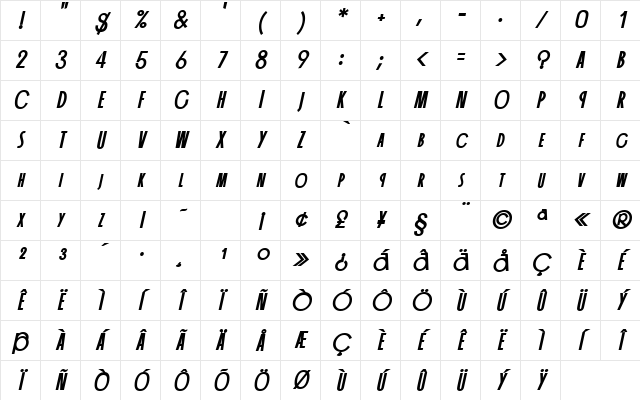 CannaSCapsSSK BoldItalic Character Map