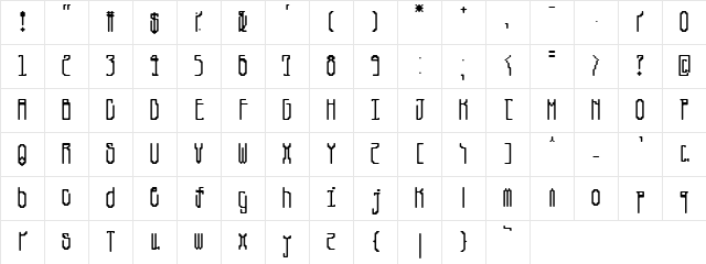 Canne Regular Character Map