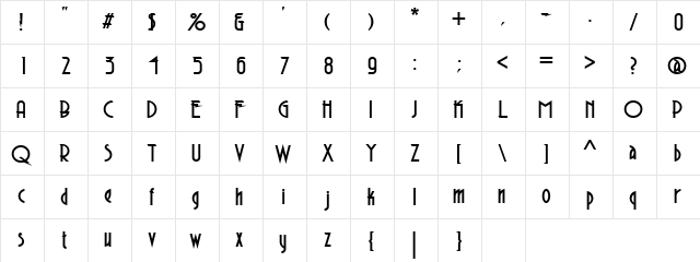 AeronautBold Regular Character Map