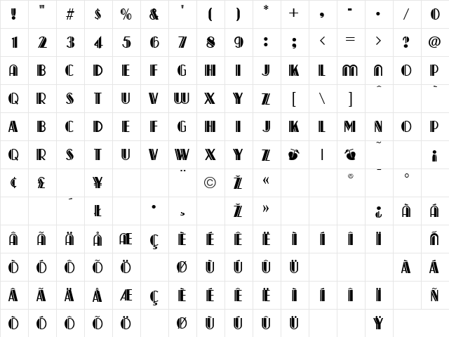 Capitol Regular Character Map