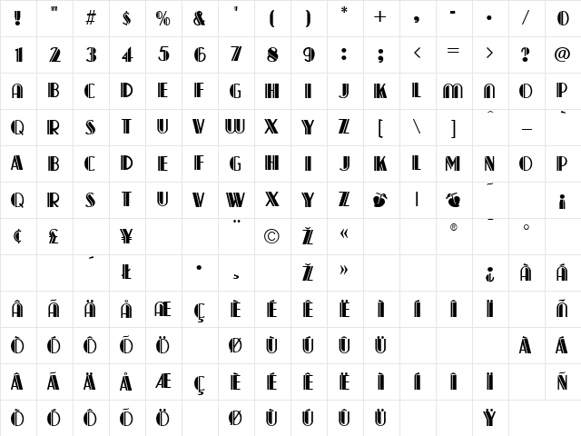 Capitol Regular Character Map