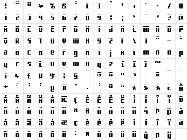 Capitol City Laser Straight Regular Character Map