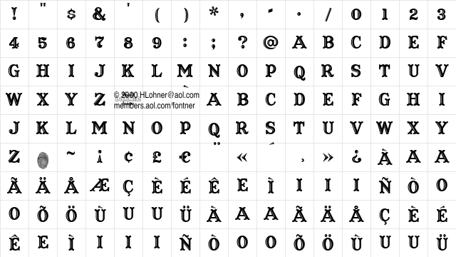 Captain Howdy Regular Character Map