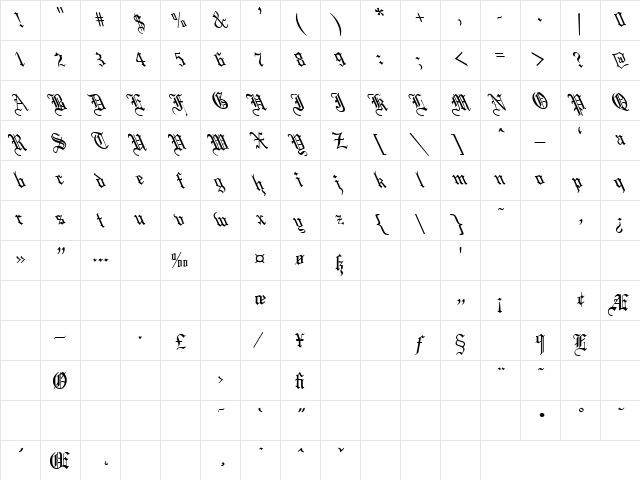 Captive Angel 1 Regular Character Map