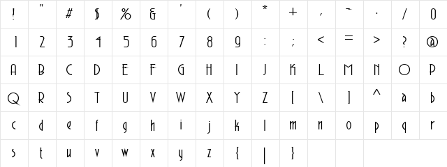 Aeronaut Regular Character Map