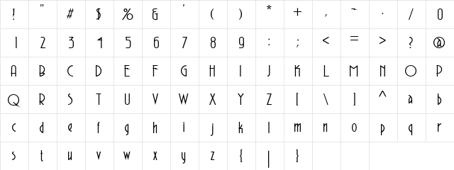 Aeronaut Regular Character Map