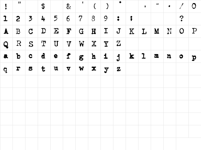 CarbonType Regular Character Map CarbonType Regular Character Map