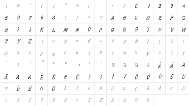 CARBONCILLO PALO Italic Character Map