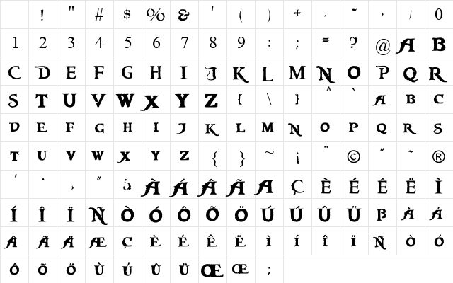 Times New Roman Regular Character Map Times New Roman Regular Character Map