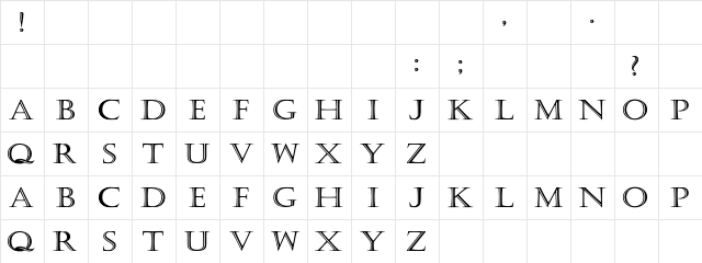 Carmens Bold Bold Character Map