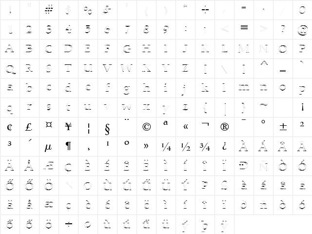 Carmina-Mediumoutl HU Normal Character Map Carmina-Mediumoutl HU Normal Character Map