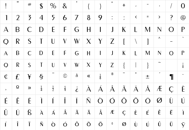 CarnatiSCapsSSK Regular Character Map CarnatiSCapsSSK Regular Character Map