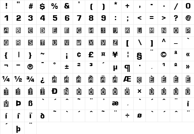 Carnegie Regular Character Map