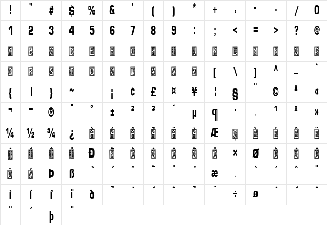 Carnegie Regular Character Map Carnegie Regular Character Map