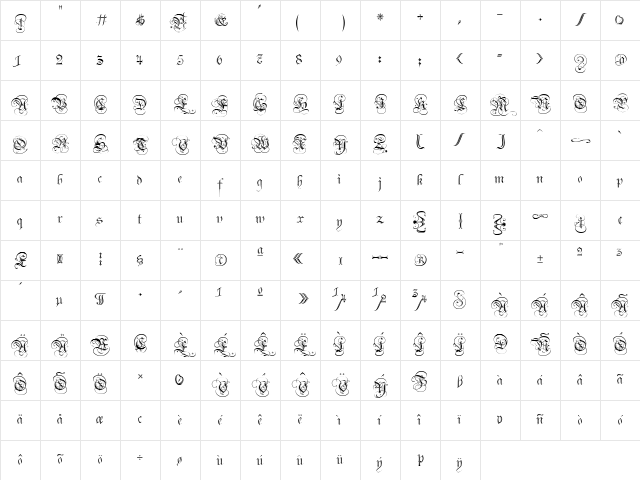 CarolEtched Regular Character Map CarolEtched Regular Character Map