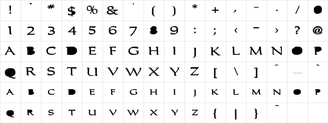 Carolus-Bold Regular Character Map Carolus-Bold Regular Character Map