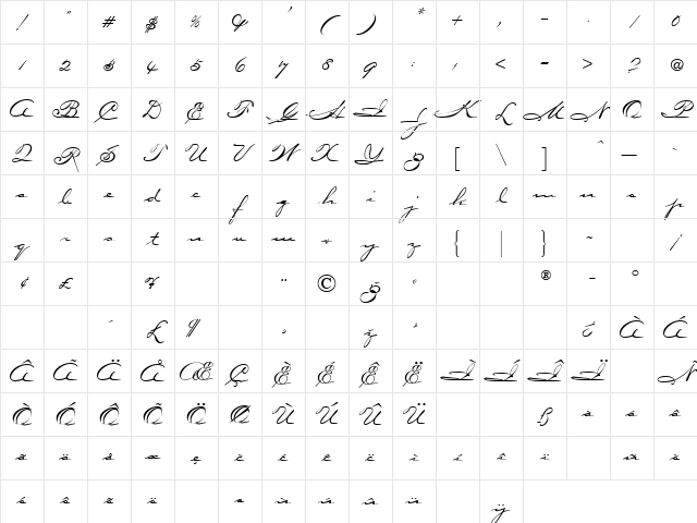 Carpenter Script Regular Character Map