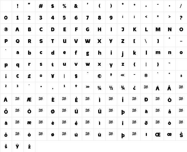 Cartenz Bold Character Map Cartenz Bold Character Map