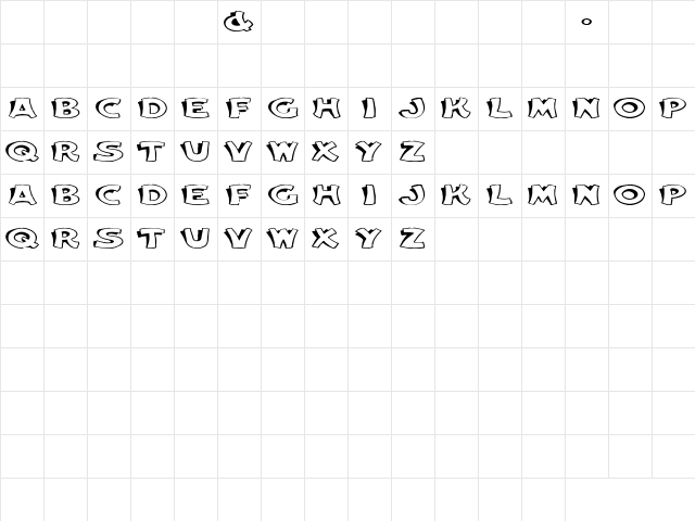 Cartoon Slant 3 Regular Character Map