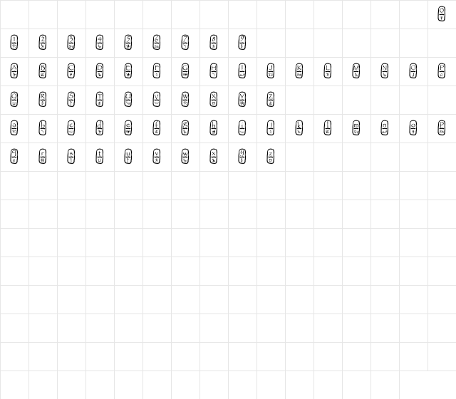 NewFont Regular Character Map
