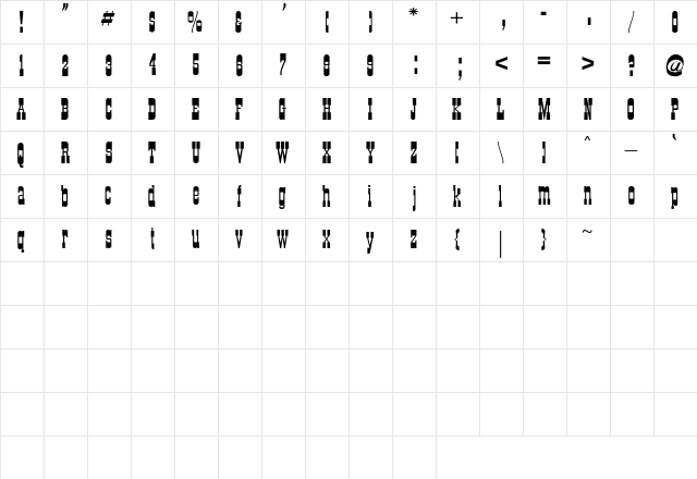 CartWright Regular Character Map