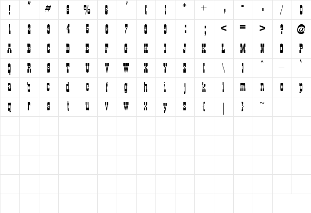 CartWright Regular Character Map