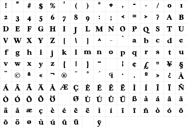 CasablancaLH Bold Character Map CasablancaLH Bold Character Map