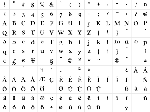 CasablancaRandom-Medium Regular Character Map CasablancaRandom-Medium Regular Character Map