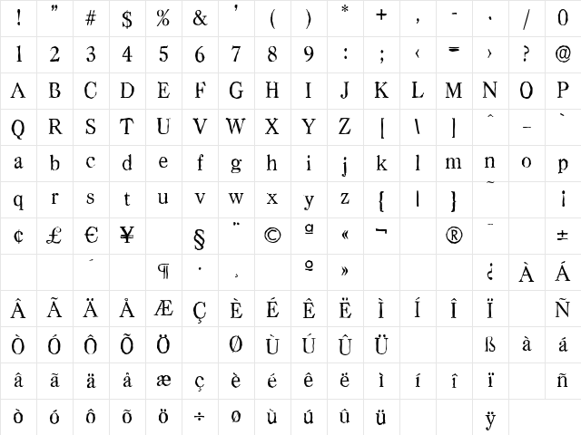 CasadAntique Regular Character Map CasadAntique Regular Character Map