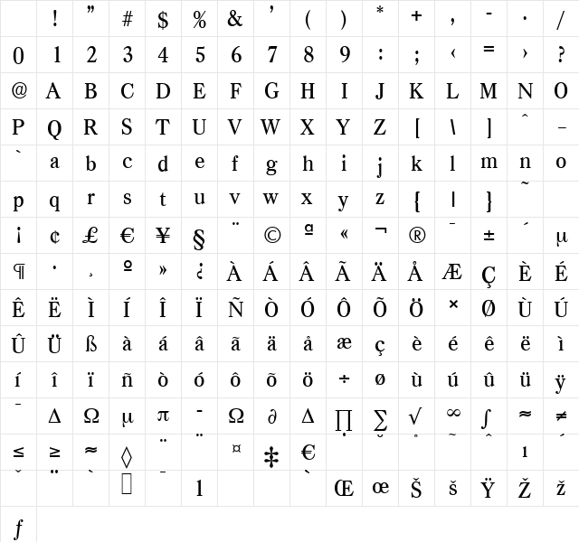 CasadSerial-Medium Regular Character Map CasadSerial-Medium Regular Character Map