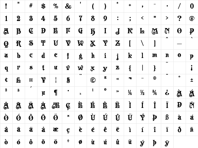 Casanova Regular Character Map Casanova Regular Character Map