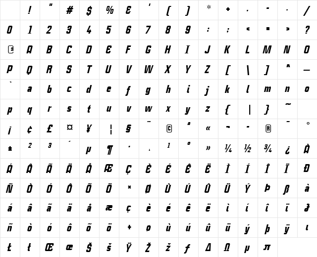 CaseStudyNoOne LT Md Bold Italic Character Map CaseStudyNoOne LT Md Bold Italic Character Map