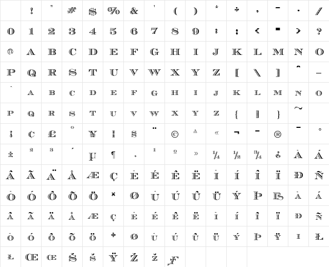 Cash Regular Character Map