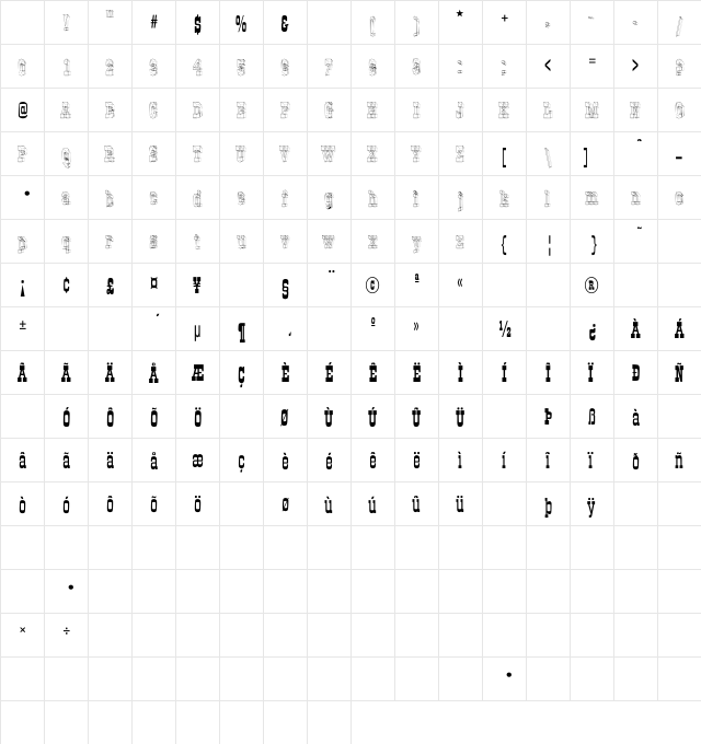 Line Box Regular Character Map