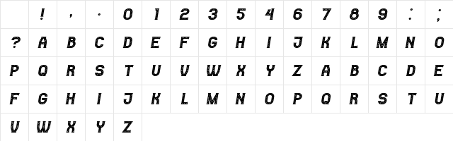 Casino Italic Character Map