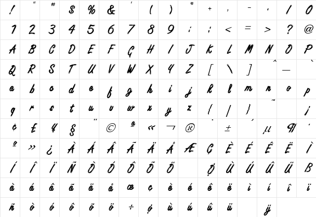 Casino Regular Character Map