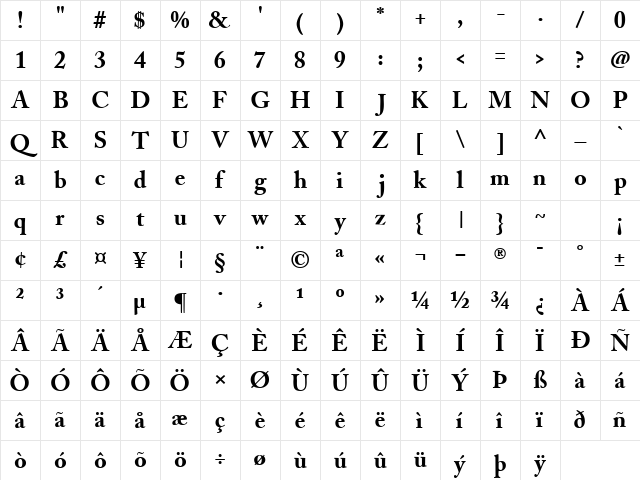 CaslonBlackSSK Regular Character Map