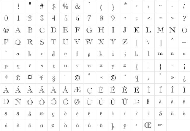 CaslonOpenFace Regular Character Map CaslonOpenFace Regular Character Map