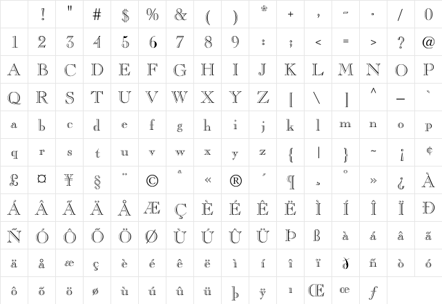 CaslonOpenFace Regular Character Map CaslonOpenFace Regular Character Map