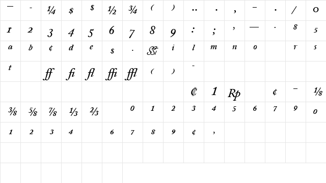 CaslonProSSK Bold Italic Character Map