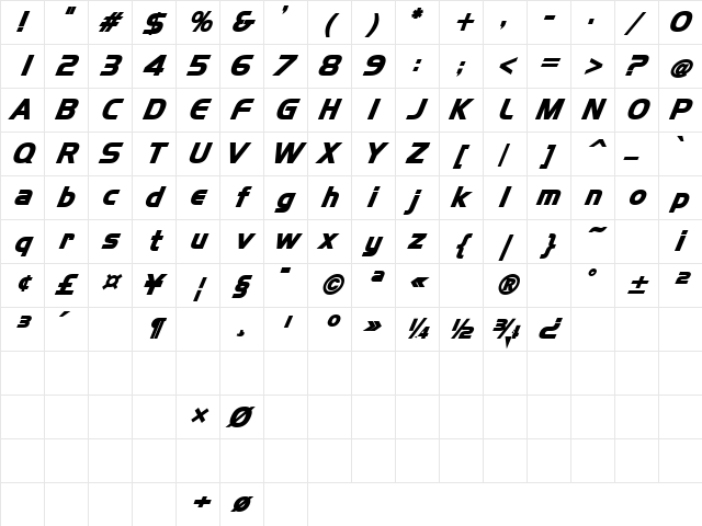 AF PEPSI Regular Character Map