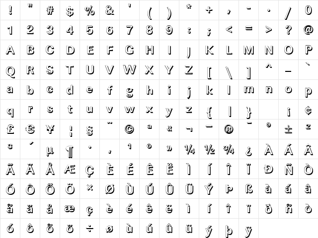 LinearSh Bold Character Map LinearSh Bold Character Map