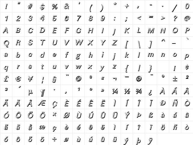 LinearSh Italic Character Map LinearSh Italic Character Map