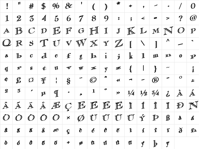 CasOpenOutaControlSSK Bold Character Map CasOpenOutaControlSSK Bold Character Map