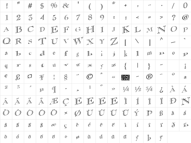 CasqueOpenFaceWacky Regular Character Map CasqueOpenFaceWacky Regular Character Map