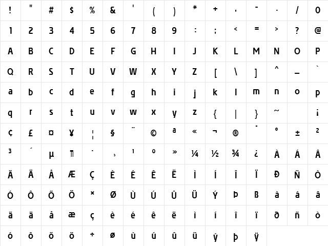 Affluent Bold Character Map