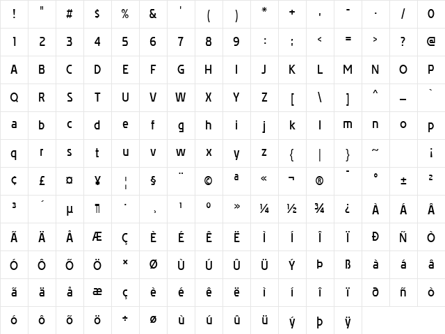 Affluent Demibold Regular Character Map