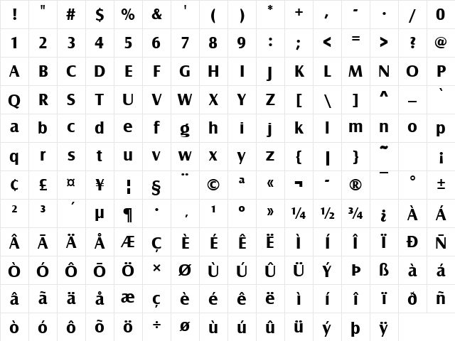 Castle Becker Bold Character Map Castle Becker Bold Character Map