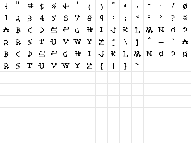 Castro Regular Character Map