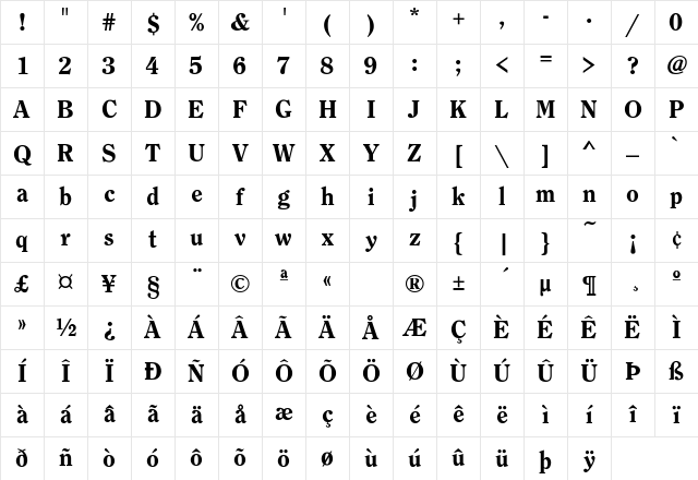 CasualSerif Regular Character Map